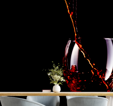 Red wine filling glass 3d mural wallpaper - TenStickers