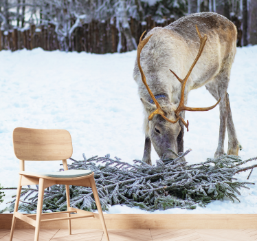 Reindeer in Snow animal wall mural - TenStickers