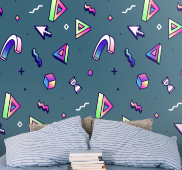 Retro vaporwave objects wall murals for teenage bedrooms - TenStickers