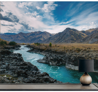River in Andes mountain mural - TenStickers