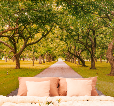 Row yellow and green park Wallpaper Photo - TenStickers