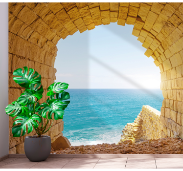 Seaside arch view landscape mural wallpaper - TenStickers