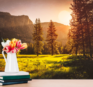 Serene Mountain Sunset landscape mural wallpaper - TenStickers