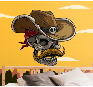 Skull cowboy fantasy mural - TenStickers