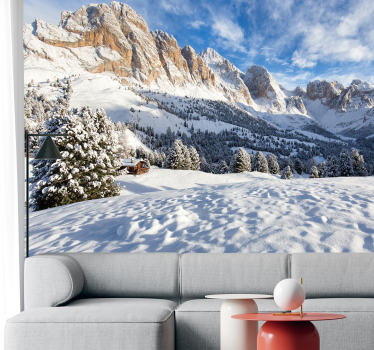 Snowy mountain landscape photo mural - TenStickers