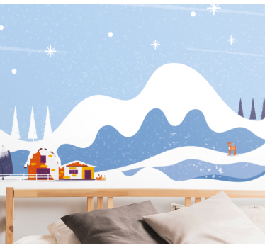 snowy mountains with tents Children Wall Murals - TenStickers