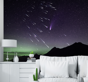 Space mural shooting stars night - TenStickers
