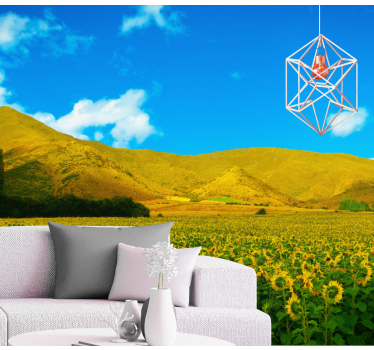 Spring landscape with fields photo mural - TenStickers