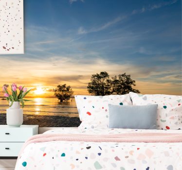 Sunset beach under the sea wall mural - TenStickers