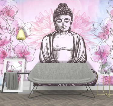 Buddha surrounded by orchids zen photo wallpaper - TenStickers