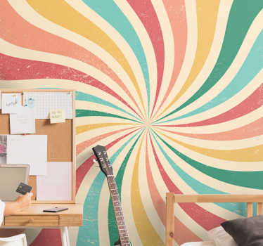 Swirl colourful lines wall murals for teenage bedrooms - TenStickers