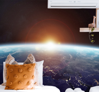 The Sun Rising Behind the Earth space mural wallpaper - TenStickers