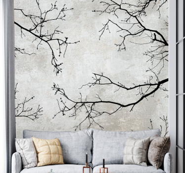 Tree branches with white background nature murals - TenStickers