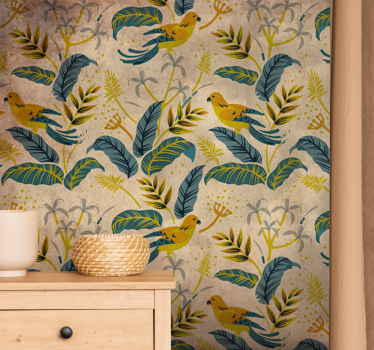 Tropical Bird Pattern animal wall mural - TenStickers