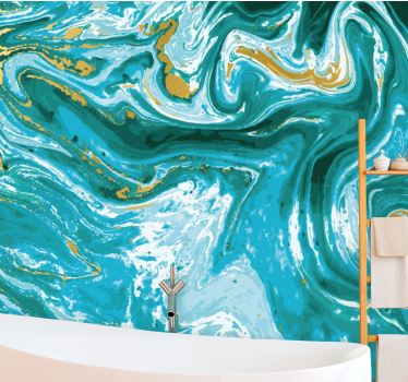 Turquoise marble effect painting abstract mural - TenStickers