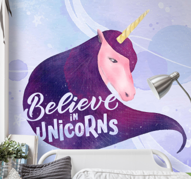 Unicorn head with a text  fantasy mural - TenStickers