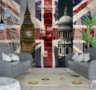 Union Jack London Wall Mural - TenStickers