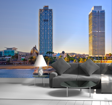 Coastal View Barcelona mural - TenStickers