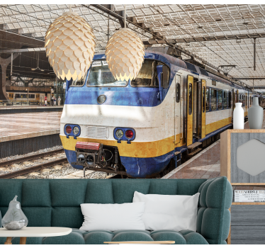 Vehicle mural yellow and blue train - TenStickers