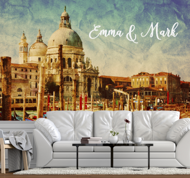 City wall mural venetian canal view - TenStickers