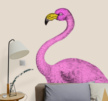 Vintage face of a flamingo  living room mural - TenStickers