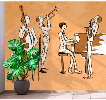 Vintage jazz play music wall mural - TenStickers