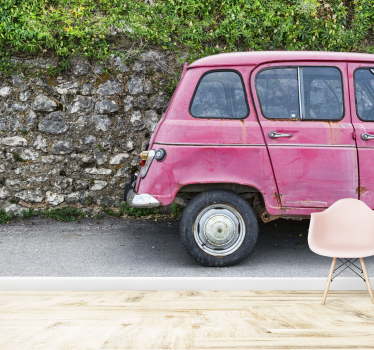 Vintage Pink Car vehicle mural - TenStickers