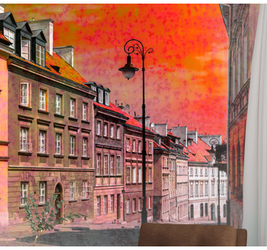 Vintage street in Warsaw vintage mural - TenStickers