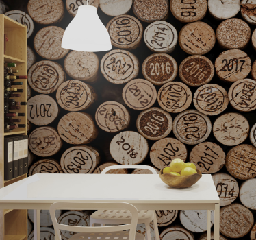 Wall mural kitchen different wine corks kitchen murals - TenStickers