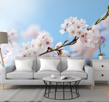 White cherry blossom mural wallpaper - TenStickers