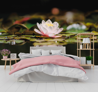 White Lotus Flower mural wallpaper - TenStickers