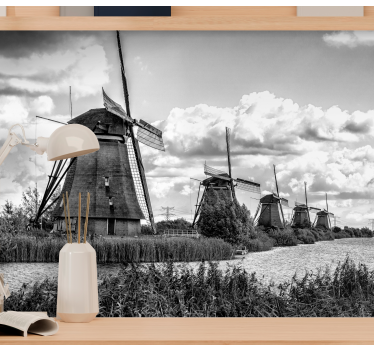 Windmill dutch landscapes mural wallpaper - TenStickers