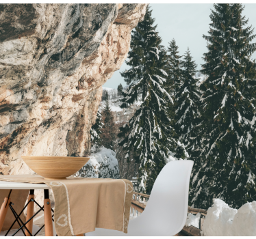 Winter Pine Scenery landscape mural wallpaper - TenStickers