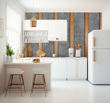 Wooden boards on concrete Mural wall - TenStickers