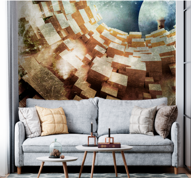 Wooden Tunnel Illusion wood mural - TenStickers