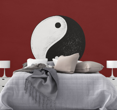 Yin yang with red background zen mural - TenStickers