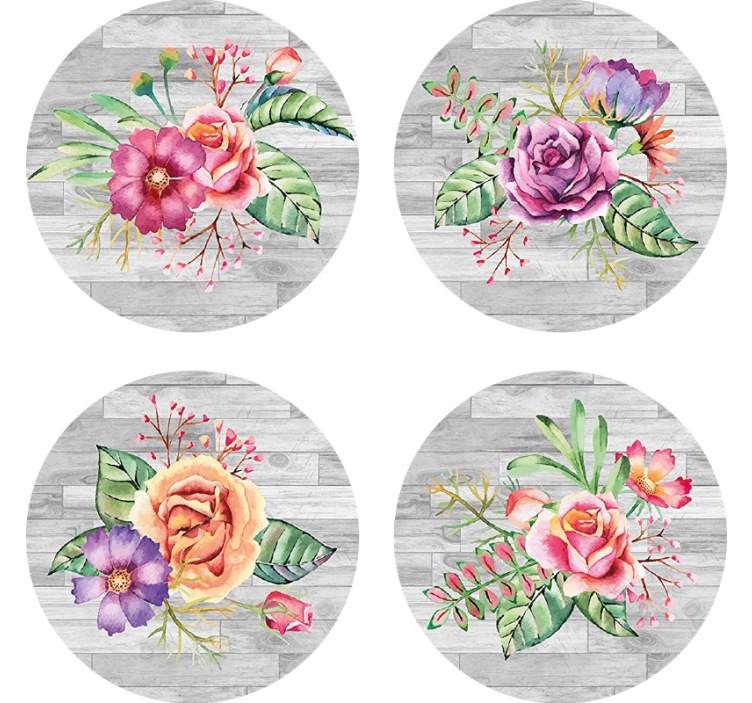 Modern coasters floral wood design - TenStickers