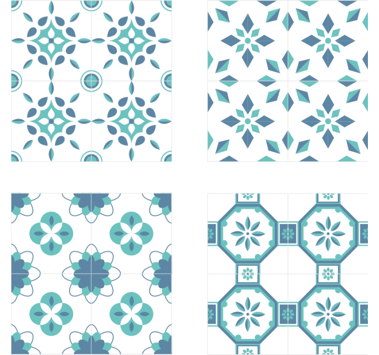 Tile coasters floral tile pattern - TenStickers