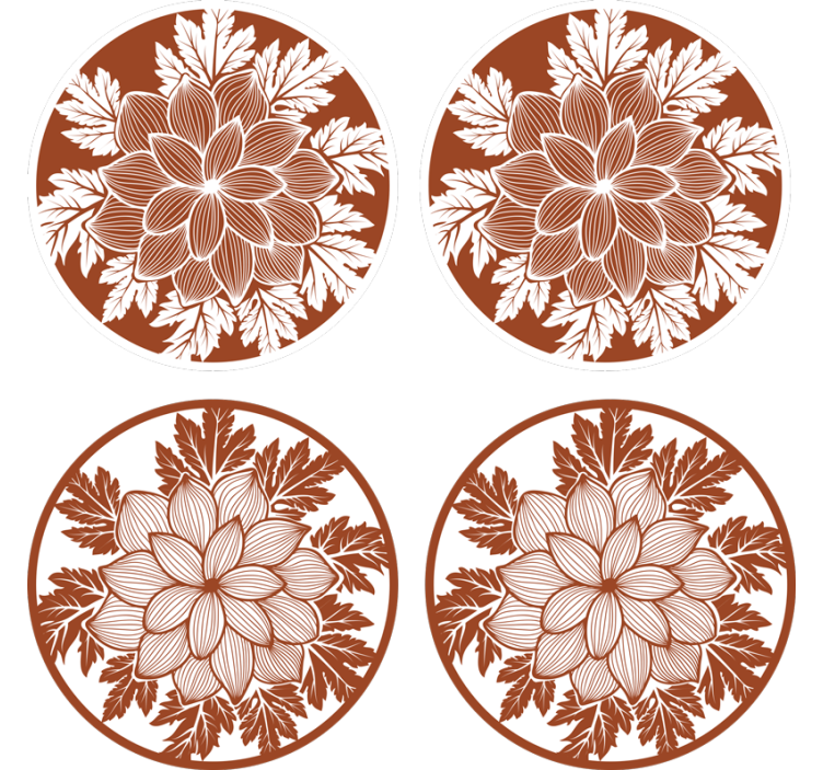 Floral Paisley tile drink coaster - TenStickers