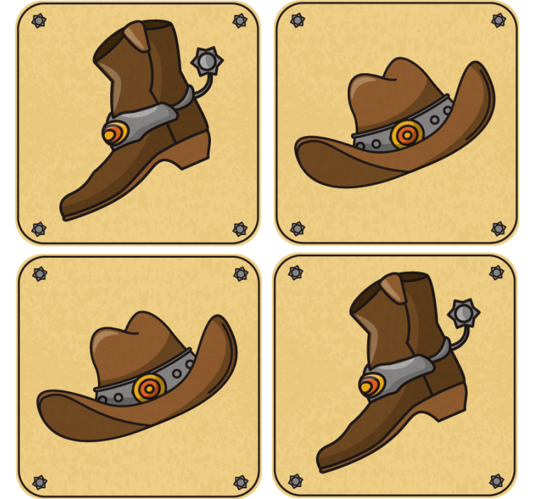Hat and boots pattern drink coaster - TenStickers
