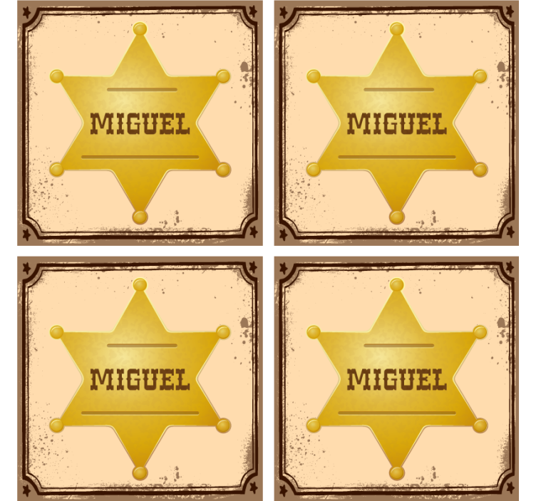 Sheriff badge with name personalised coasters - TenStickers