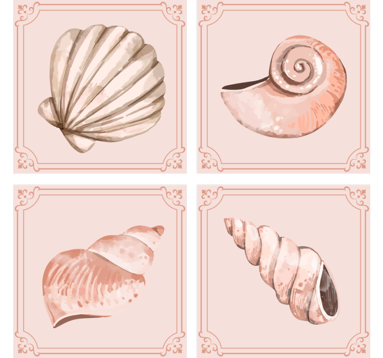 Vintage coasters with elegant shell illustrations - TenStickers