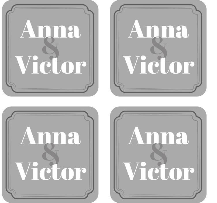 Wedding coasters customized couple initials - TenStickers