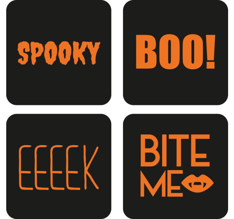 Halloween coasters with spooky text design - TenStickers