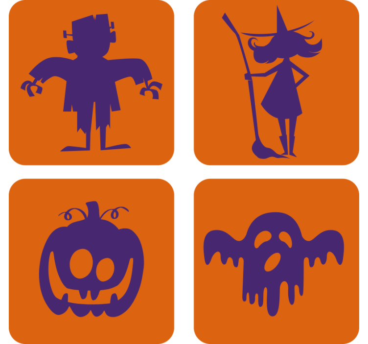 Halloween coasters frankenstein witch pumpkin ghost - TenStickers