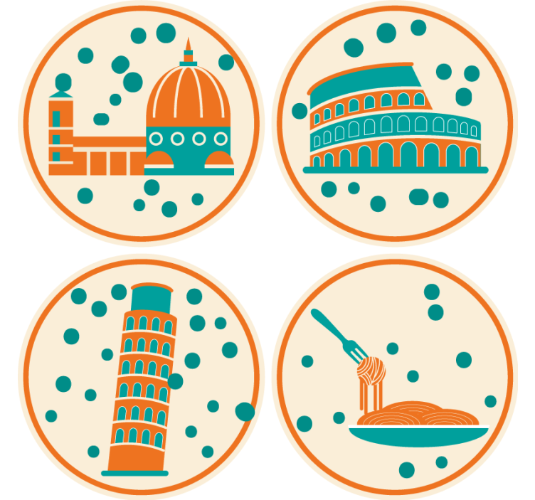 Modern coasters inspired by iconic italian landmarks - TenStickers