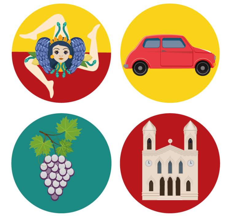 Modern coasters inspired by sicilian mythology grapes - TenStickers