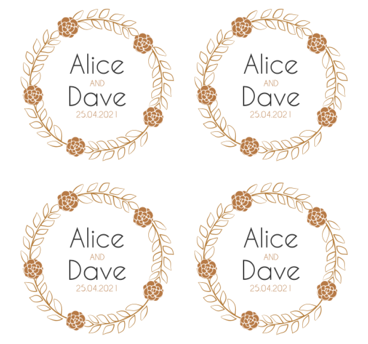 Celebration with date and name wedding coaster - TenStickers
