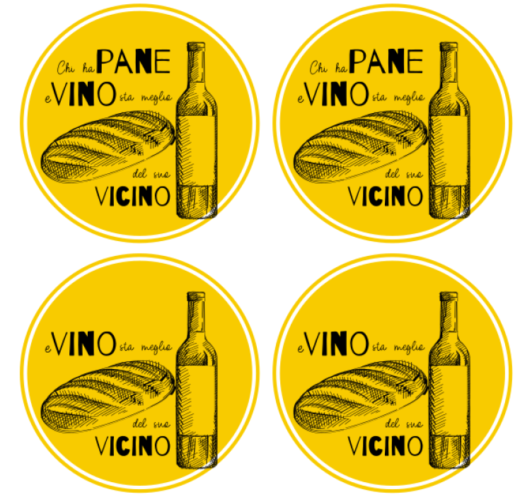 Personalizable coasters for wine bottle and bread - TenStickers