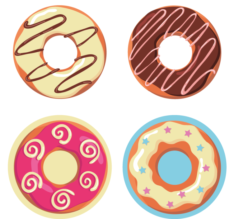 Modern coasters vibrant donut designs - TenStickers